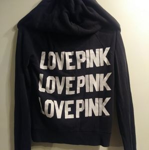 Victoria's Secret PINK black/white zip up hoodie